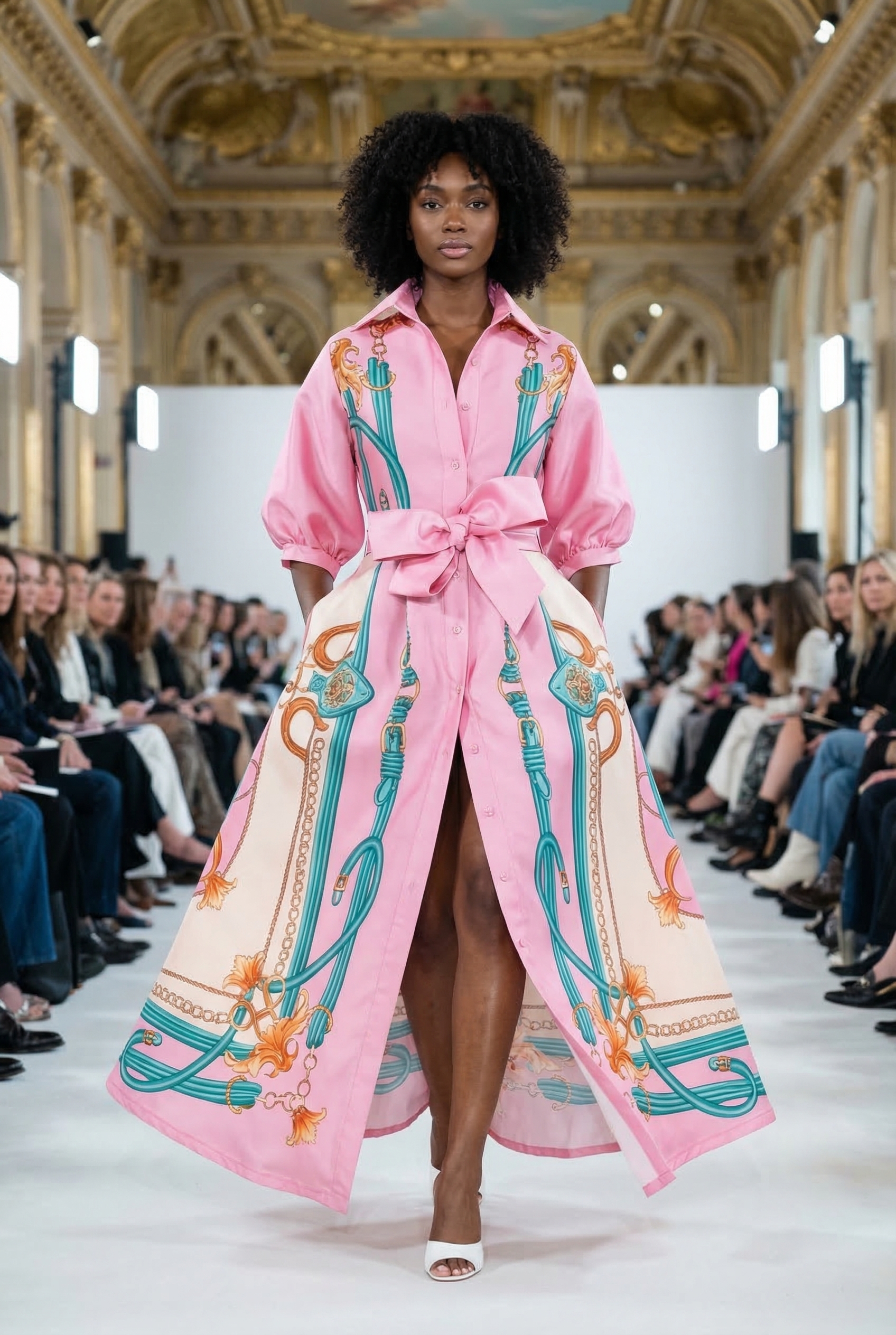 Pink Scarf Print Dress — 2